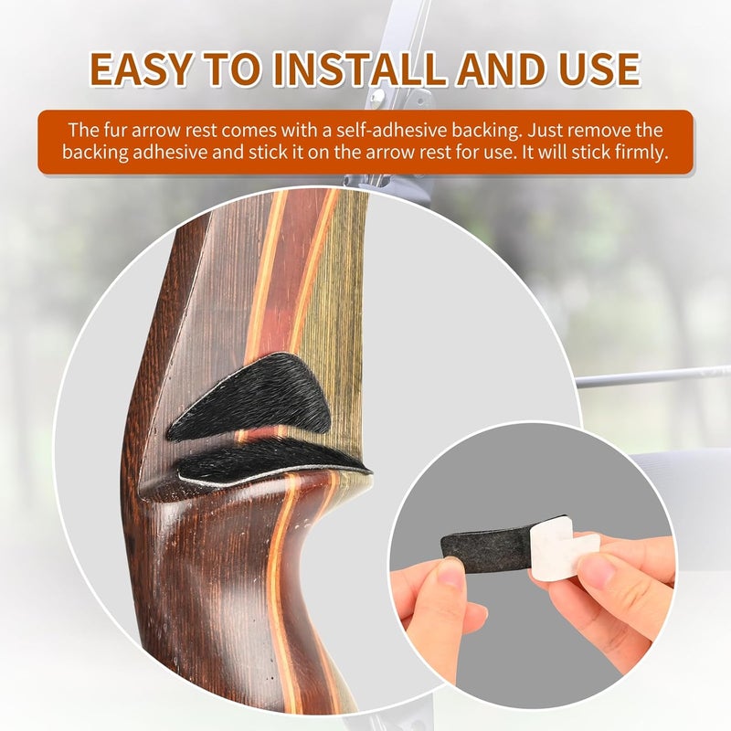 SP.G Arrow Rest for Recurve Bow - 4 Pairs Fur Recurve Arrow Rest Adhesive Bow Shelf Rest Stick on Traditional Recurve Bow for Hunting Shooting Archery Practice - Image 3